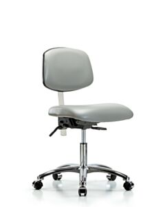 Neta ECOM Clean Room Vinyl Desk Height Chair - Chrome Base Chrome