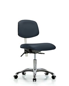 Neta ECOM Clean Room Vinyl Desk Height Chair - Chrome Base Chrome