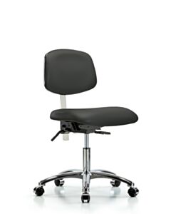 Neta ECOM Clean Room Vinyl Desk Height Chair - Chrome Base Chrome
