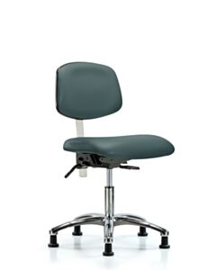 Neta ECOM Clean Room Vinyl Desk Height Chair - Chrome Base Glides