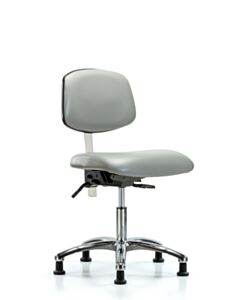 Neta ECOM Clean Room Vinyl Desk Height Chair - Chrome Base Glides