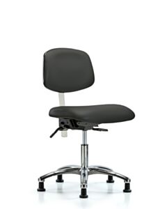Neta ECOM Clean Room Vinyl Desk Height Chair - Chrome Base Glides