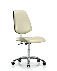 Neta ECOM Clean Room Vinyl Desk Height Chair - Medium Back Chrome