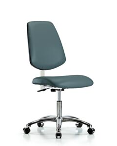 Neta ECOM Clean Room Vinyl Desk Height Chair - Medium Back Chrome