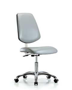 Neta ECOM Clean Room Vinyl Desk Height Chair - Medium Back Chrome