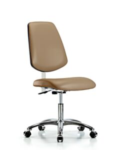 Neta ECOM Clean Room Vinyl Desk Height Chair - Medium Back Chrome