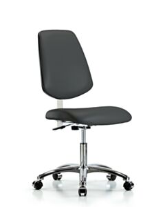 Neta ECOM Clean Room Vinyl Desk Height Chair - Medium Back Chrome