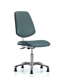 Neta ECOM Clean Room Vinyl Desk Height Chair - Medium Back Chrome