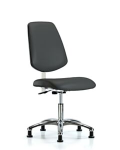 Neta ECOM Clean Room Vinyl Desk Height Chair - Medium Back Chrome