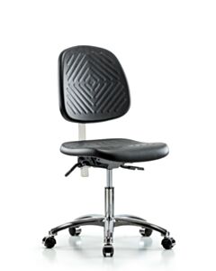 Neta ECOM Clean Room Polyurethane Desk Height Chair - Medium Back Chrome
