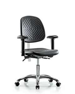 Neta ECOM Clean Room Polyurethane Desk Height Chair - Medium Back Chrome