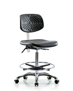 Neta ECOM Clean Room Polyurethane High Bench Height Chair - Chrome Base