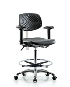 Neta ECOM Clean Room Polyurethane High Bench Height Chair - Chrome Base