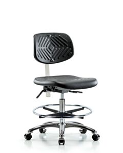 Neta ECOM Clean Room Polyurethane Medium Bench Height Chair - Chrome Base
