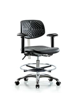 Neta ECOM Clean Room Polyurethane Medium Bench Height Chair - Chrome Base