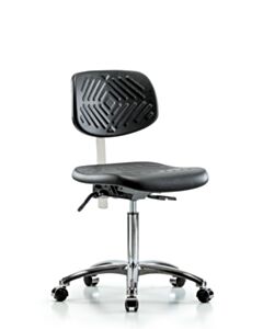 Neta ECOM Clean Room Polyurethane Medium Bench Height Chair - Chrome Base