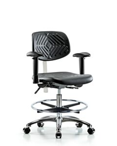 Neta ECOM Clean Room Polyurethane Medium Bench Height Chair - Chrome Base