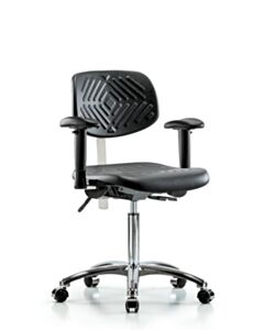 Neta ECOM Clean Room Polyurethane Medium Bench Height Chair - Chrome Base