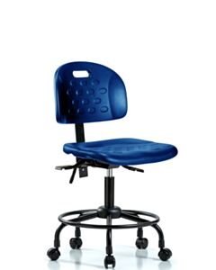 Neta ECOM Newport Industrial Blue Polyurethane Desk Height Chair With Round Tube Base