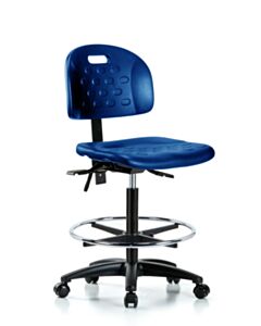 Neta ECOM Newport Industrial Blue Polyurethane High Bench Height Chair, Adjustable