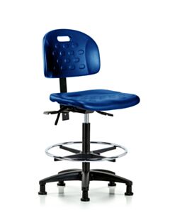 Neta ECOM Newport Industrial Blue Polyurethane High Bench Height Chair, Adjustable