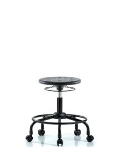 Neta ECOM Industrial Black Polyurethane Desk Height Stool With Round Tube Base