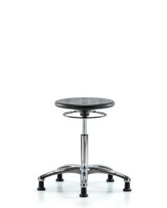 Neta ECOM Industrial Black Polyurethane Medium Bench Height Stool In Chrome