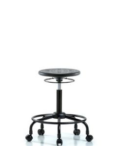 Neta ECOM Industrial Black Polyurethane High Bench Height Stool With Round Tube Base