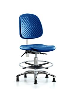Neta ECOM Class 10 Clean Room Blue Polyurethane Medium Bench Height Chair