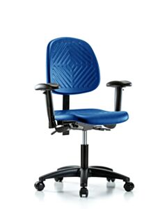 Neta ECOM Blue Polyurethane Desk Height Chair With Medium Back, Adjustable