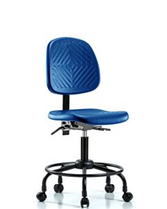 Neta ECOM Blue Polyurethane Desk Height Chair With Medium Back And Round Tube Base