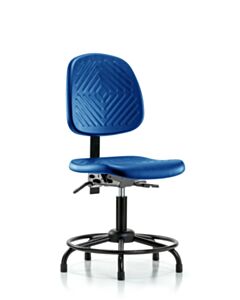 Neta ECOM Blue Polyurethane Desk Height Chair With Medium Back And Round Tube Base