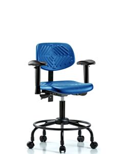 Neta ECOM Blue Polyurethane Desk Height Chair With Round Tube Base