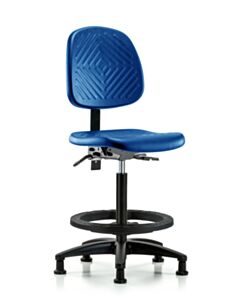 Neta ECOM Blue Polyurethane High Bench Height Chair With Medium Back