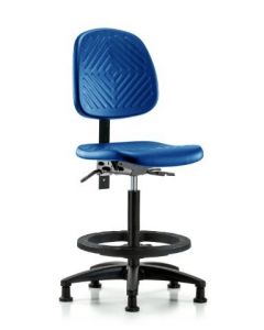Neta ECOM Blue Polyurethane High Bench Height Chair With Medium Back