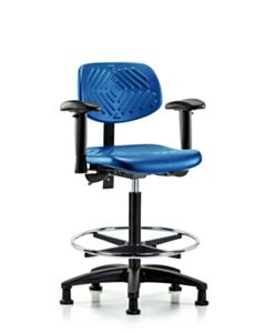 Neta ECOM Blue Polyurethane High Bench Height Chair Adjustable From 23.25-33.25 Inches