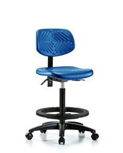 Neta ECOM Blue Polyurethane High Bench Height Chair Adjustable From 23.25-33.25 Inches