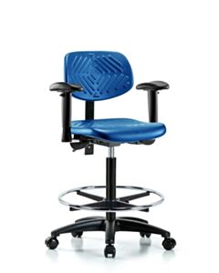 Neta ECOM Blue Polyurethane High Bench Height Chair Adjustable From 23.25-33.25 Inches