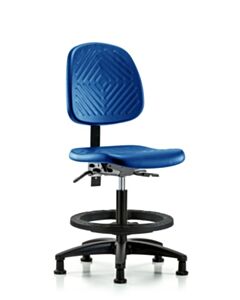 Neta ECOM Blue Polyurethane Medium Bench Height Chair With Medium Back