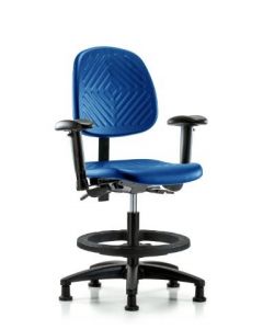 Neta ECOM Blue Polyurethane Medium Bench Height Chair With Medium Back