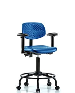 Neta ECOM Blue Polyurethane Medium Bench Height Chair With Round Tube Base