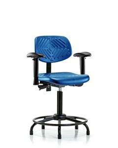 Neta ECOM Blue Polyurethane Medium Bench Height Chair With Round Tube Base