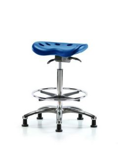 Neta ECOM Blue Polyurethane Tractor Standing Height Sit-Stand In Chrome