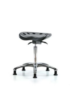 Neta ECOM Black Polyurethane Tractor Sit-Stand Medium Bench Height Stool In Chrome
