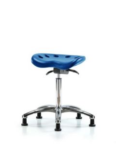 Neta ECOM Blue Polyurethane Tractor Sit-Stand Medium Bench Height Stool In Chrome
