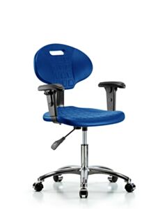Neta ECOM Core Industrial Blue Polyurethane Desk Height Chair In Chrome