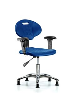 Neta ECOM Core Industrial Blue Polyurethane Desk Height Chair In Chrome