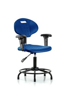 Neta ECOM Core Industrial Blue Polyurethane Desk Height Chair With Round Tube