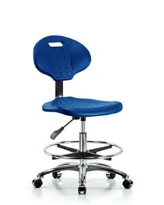 Neta ECOM Core Industrial Blue Polyurethane Medium Bench Height Chair In Chrome