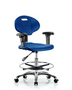 Neta ECOM Core Industrial Blue Polyurethane Medium Bench Height Chair In Chrome
